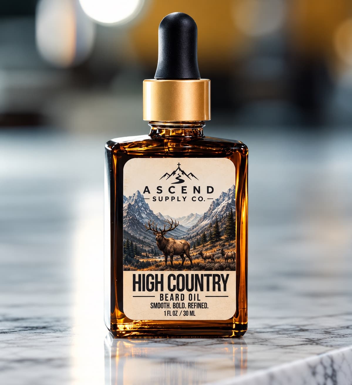 High Country Beard Oil amber dropper bottle