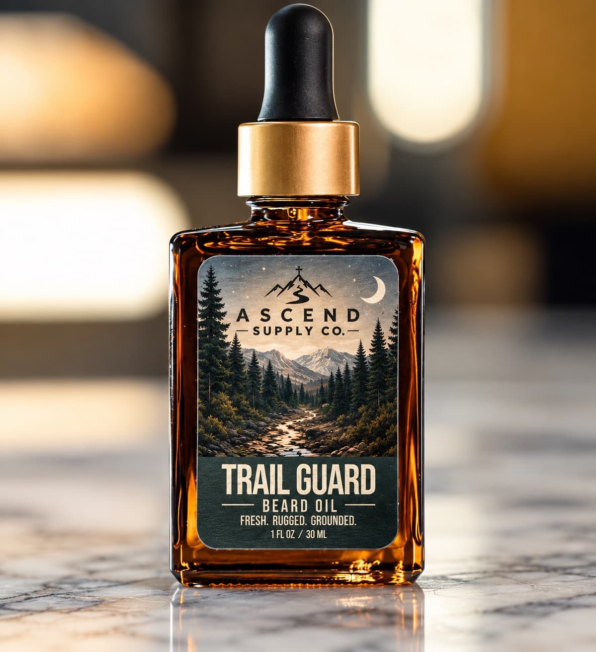 Trail Guard Beard Oil amber dropper bottle